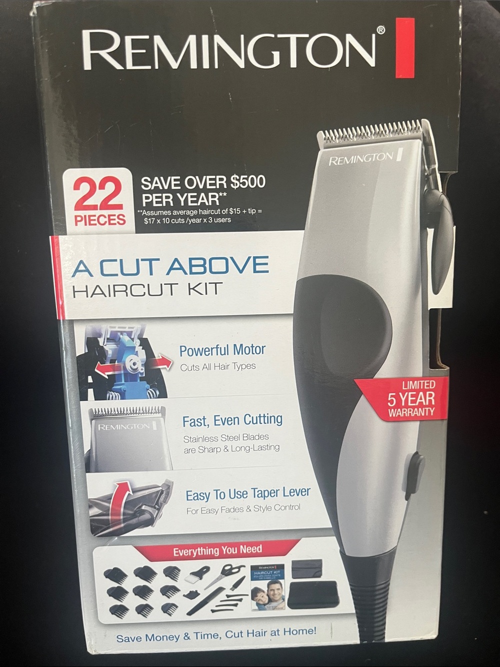 Remington Silver and Black A Cut Above Haircut Kit 22 Piece Kit